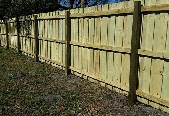 Board-on-board wood fence detail